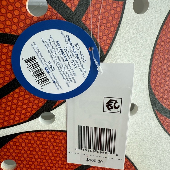 Original Bogg Large Red and White Basketball Tote Bag - Picture 3 of 4